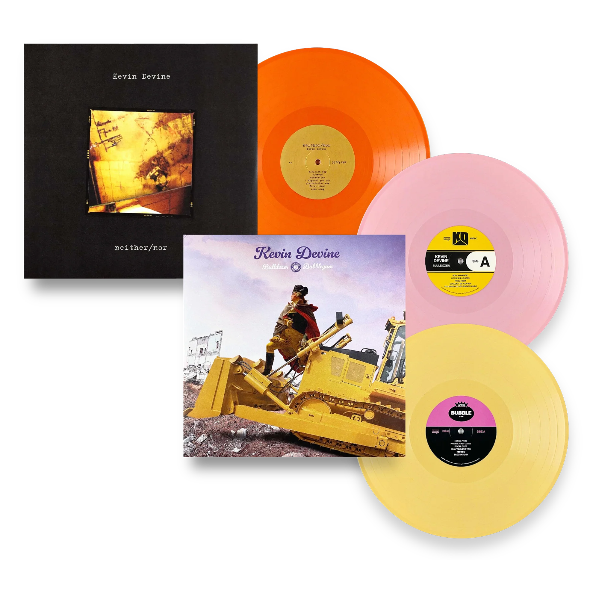 Kevin Devine - Bulldozer + Bubblegum 2xLP AND Neither/Nor LP Bundle