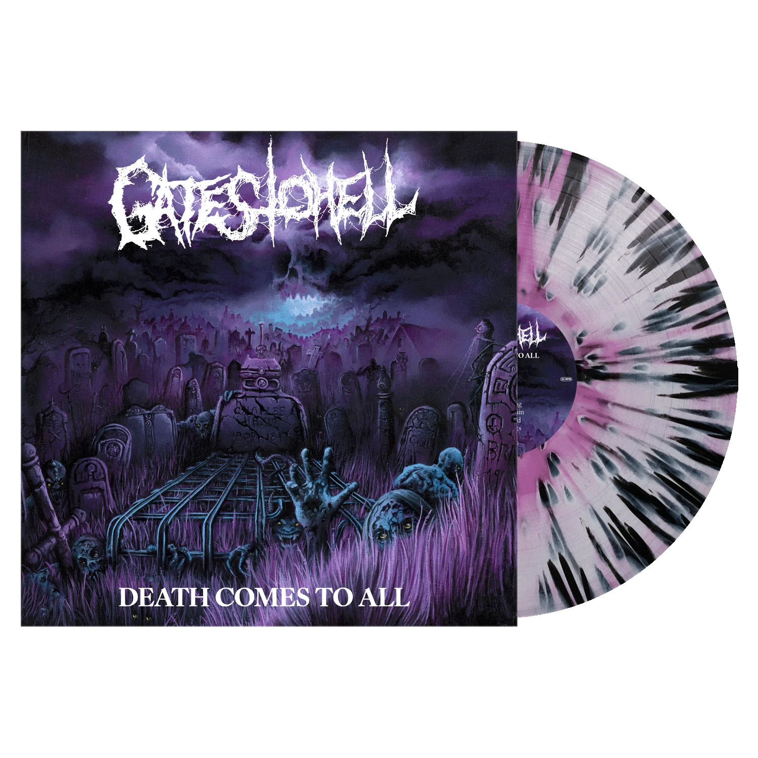 New England Metal and Hardcore Festival - Gates To Hell "Death Comes To All" Purple and White Swirl with Black Splatter