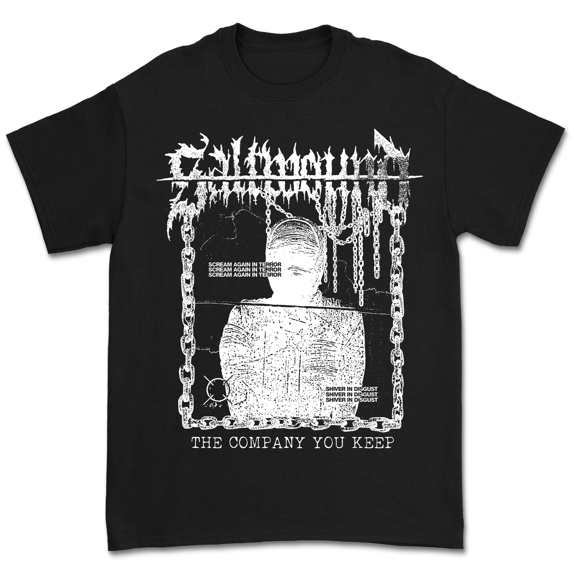 Saltwound - Scream & Shiver T-Shirt - White on Black
